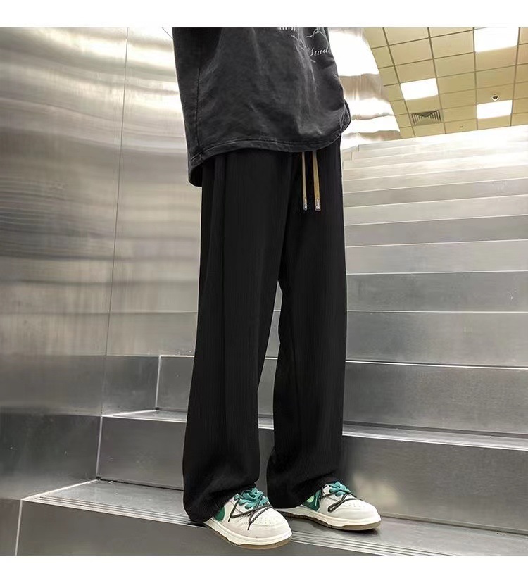 Loose-fitting ice silk pants Vertical sense large size Wide legs straight barrel