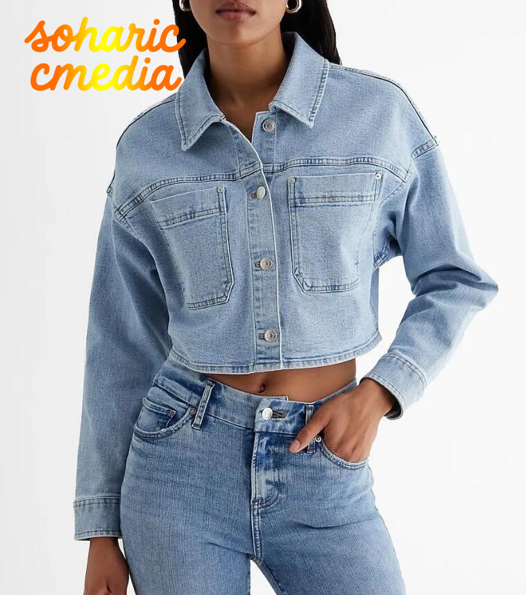 Light Wash Cropped Denim Shacket