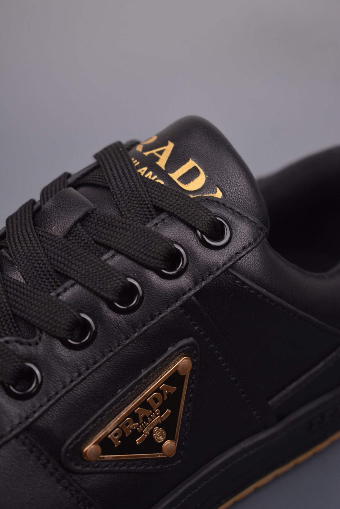 Prada Downtown Low Sneakers Black Gold Label