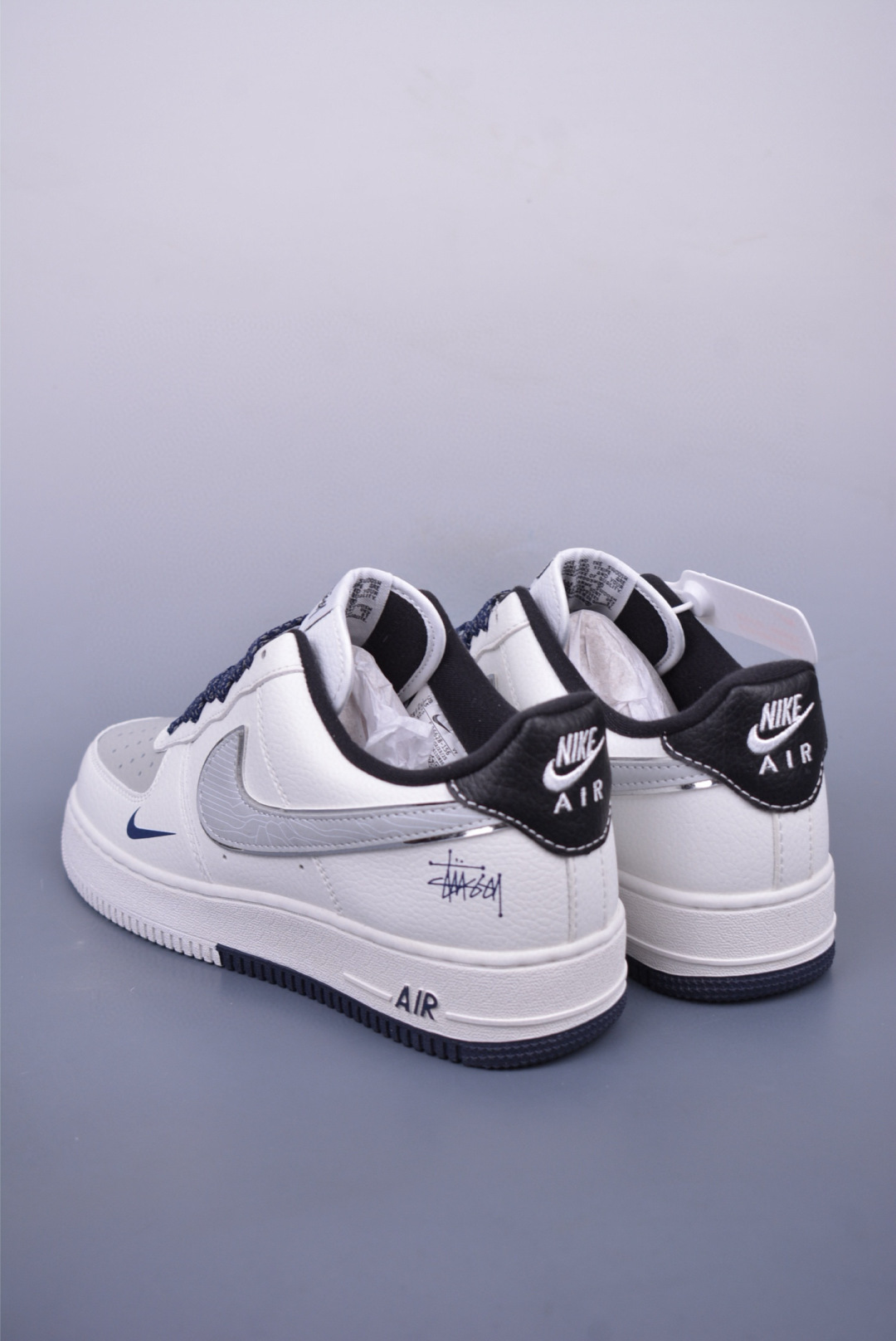 Stussy x Nike Air Force 1 07 Low Sneakers White and Blue HH7518-037