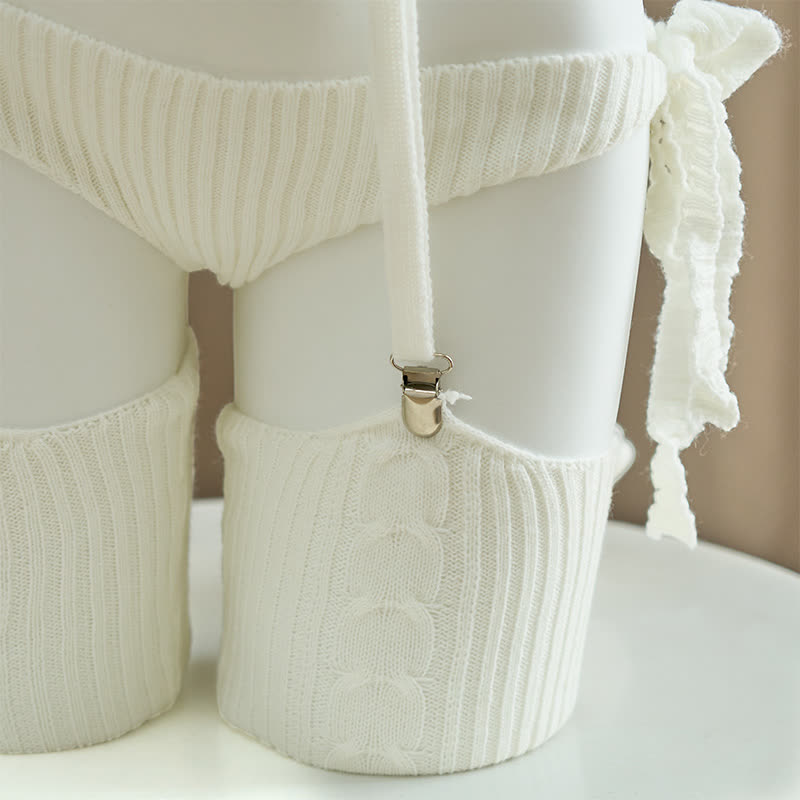 Sexy Lace-up Backless Sweater Lingerie Set
