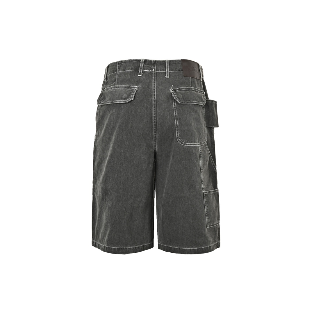 Dior & Stone Island Denim Shorts with Leather Pocket Logo