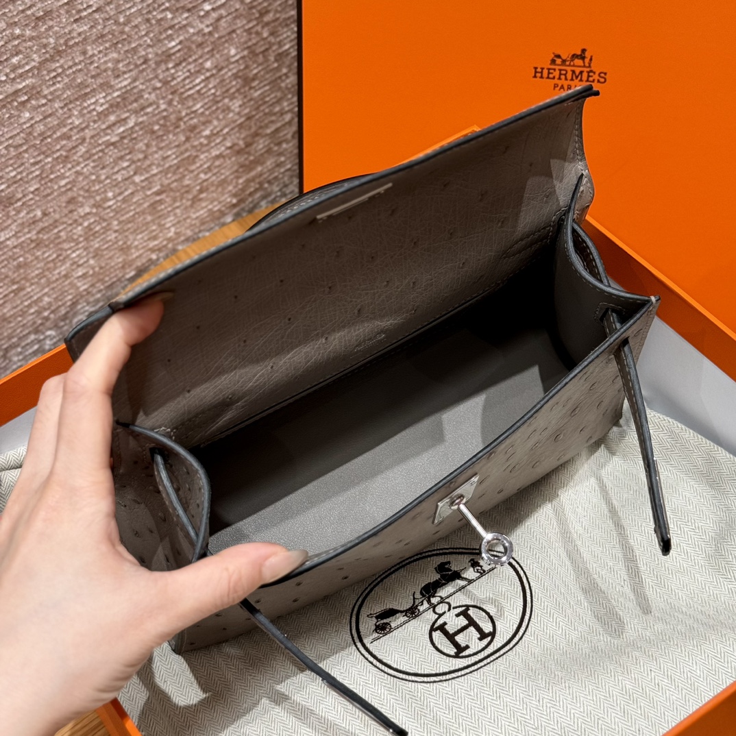 Hermès Kelly Pochette 18Gris tourterlle handbag (handmade to order)