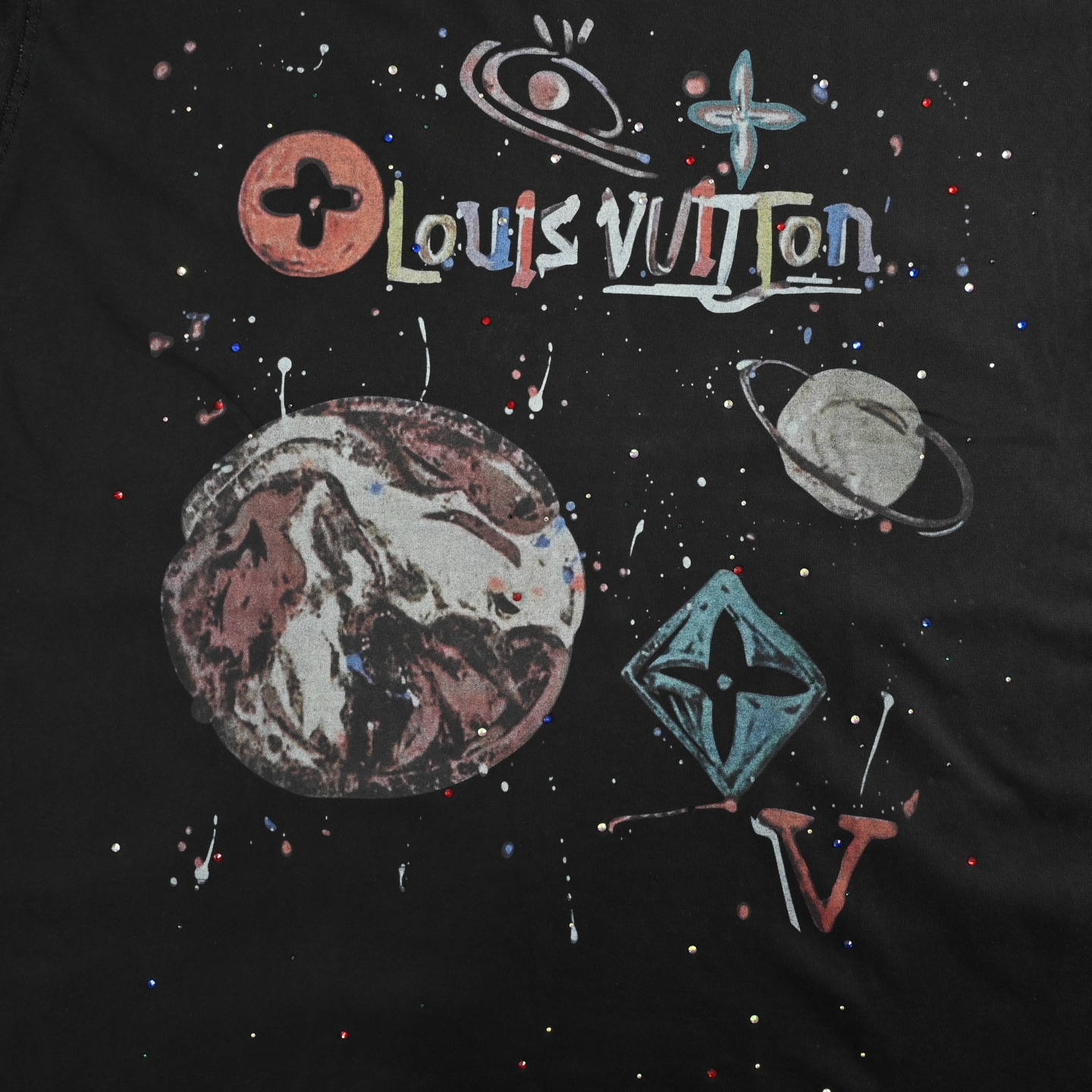 Louis Vuitton 25ss starry sky ink rendering print short sleeve