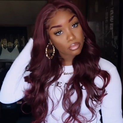 Special OFF | Beautiful BURGUNDYWINE color body wave wig
