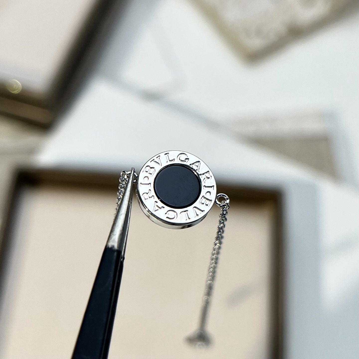 Bulgari round black agate bracelet