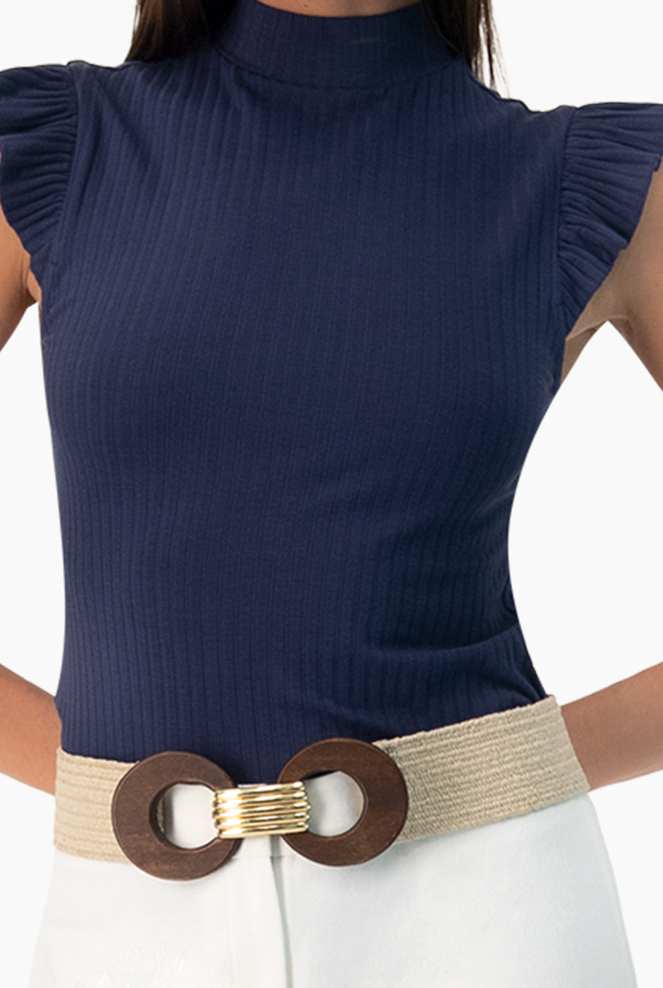 Blusa de cuello alto marino