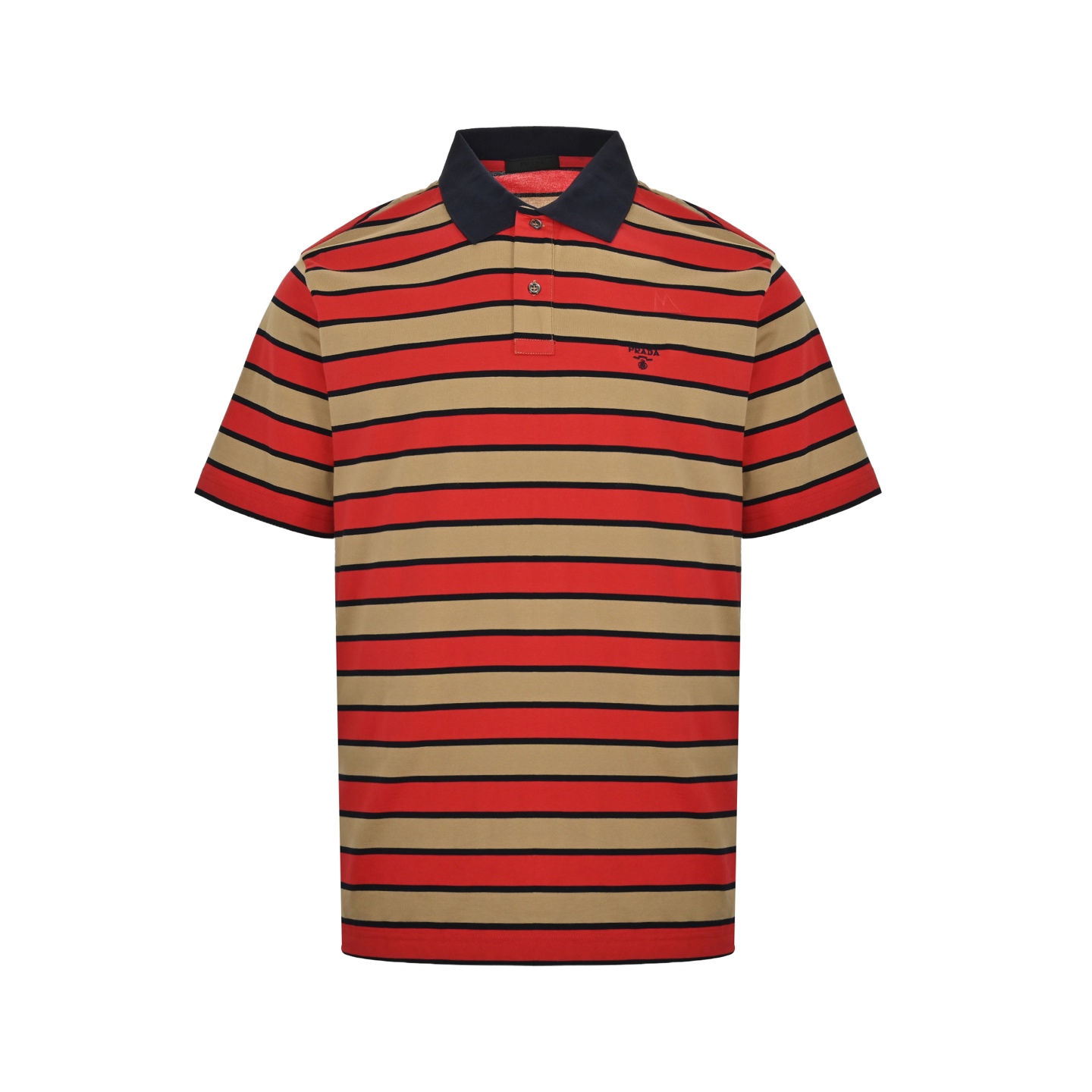 Prada 25ss red and green striped Polo short sleeve