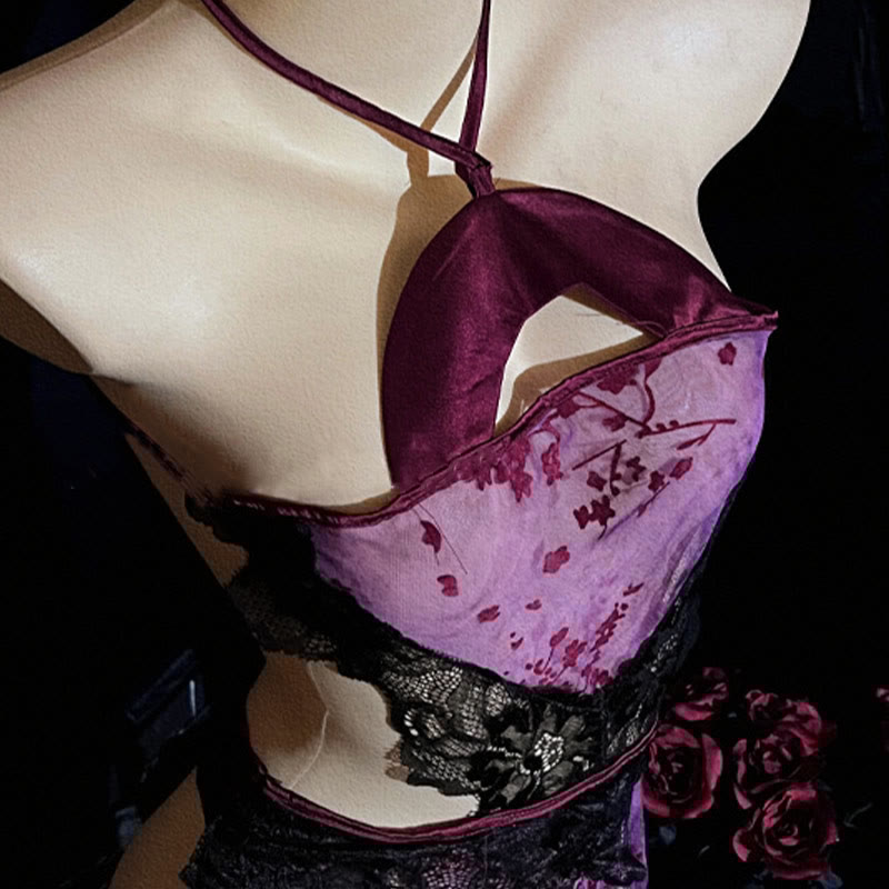 Cheongsam Hollow Out See-through Split Lingerie Dress
