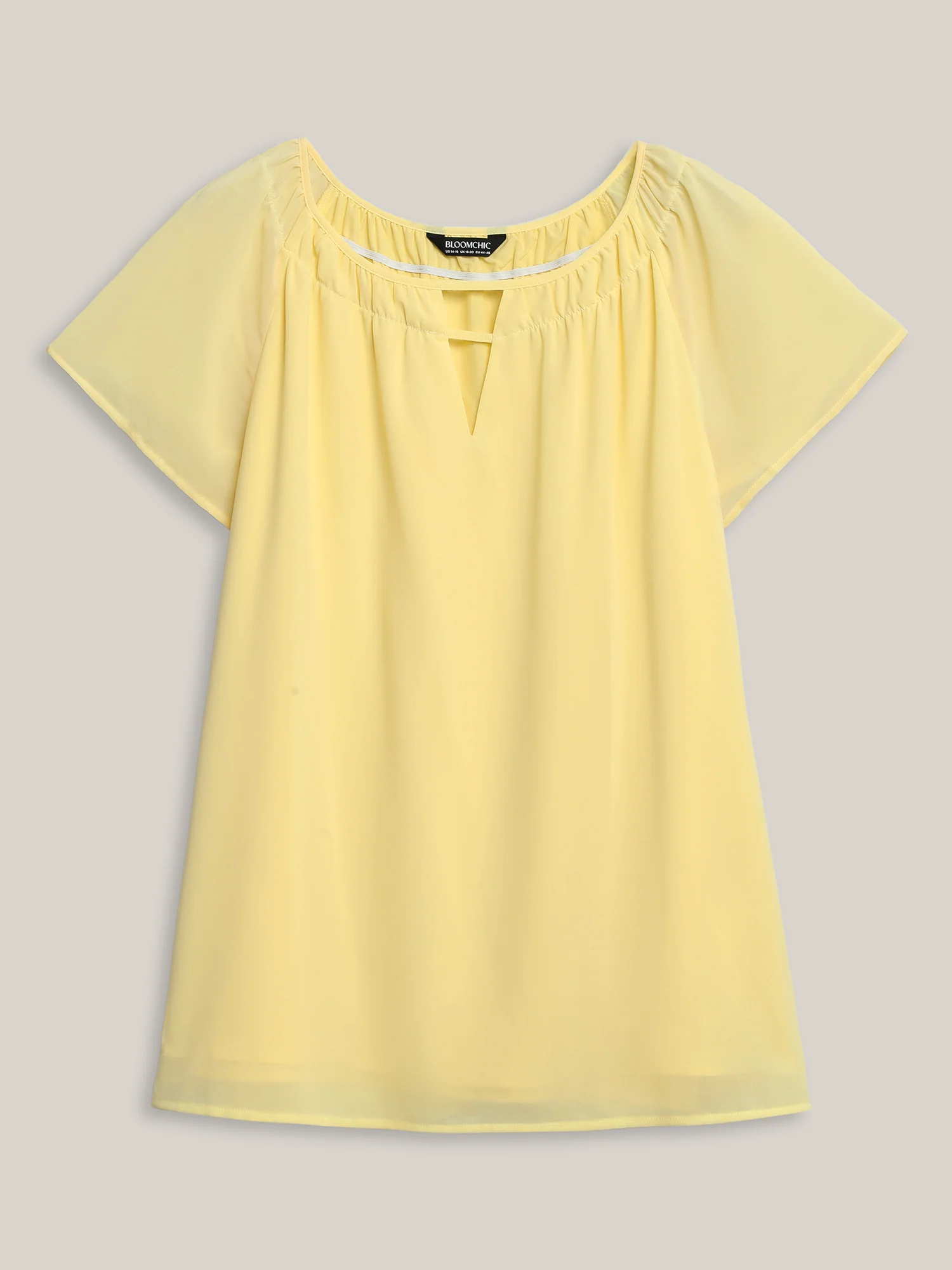 Sheer Lined Neck Cut-Out Blouse