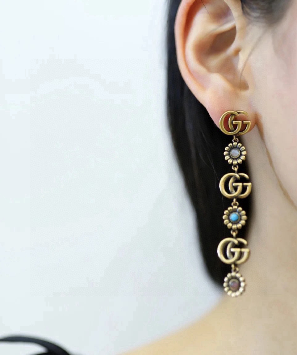 GUCCi distressed chrysanthemum earrings