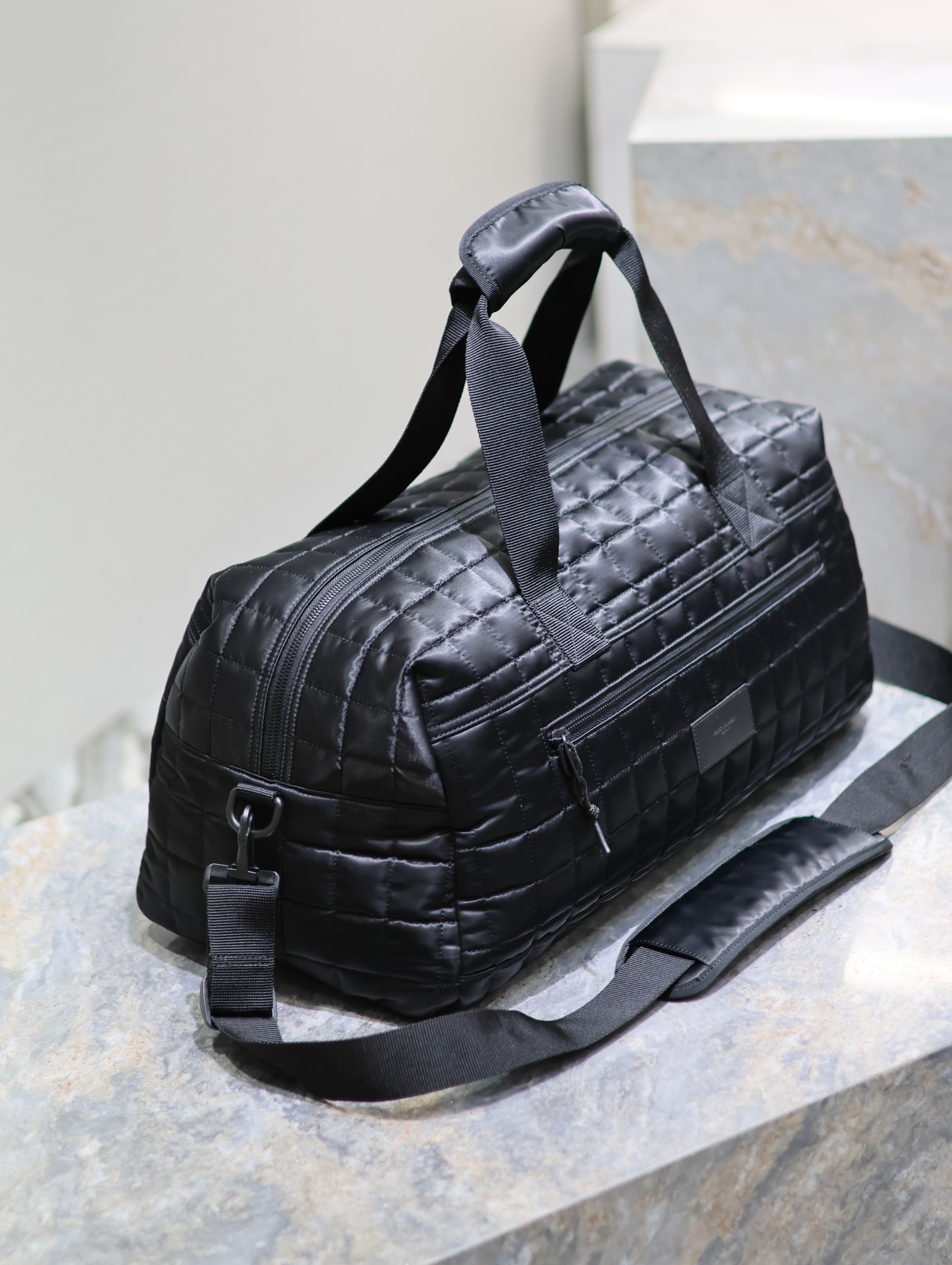 Yves Saint Laurent Plaid Nylon Travel Tote Bag 581374