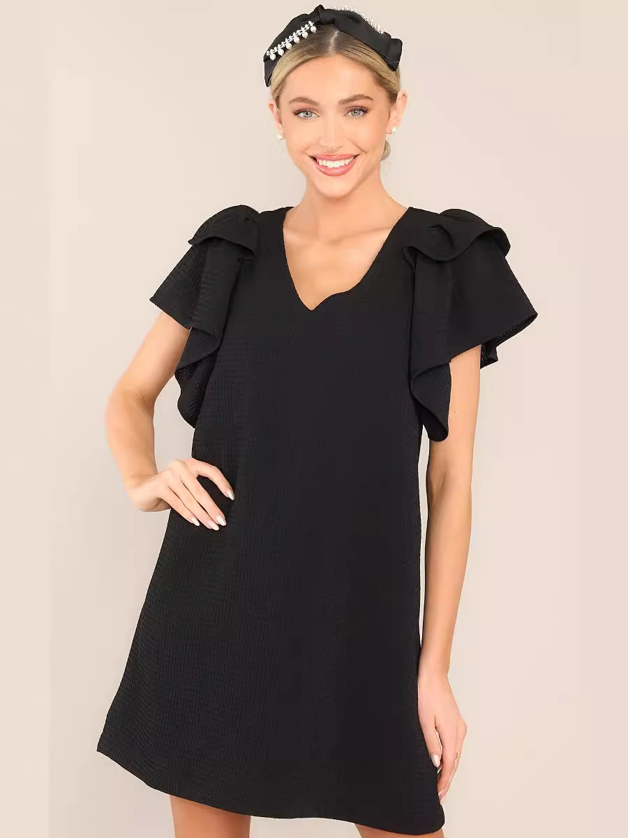Elegant short temperament  Sleeve shirt  one-piece dress