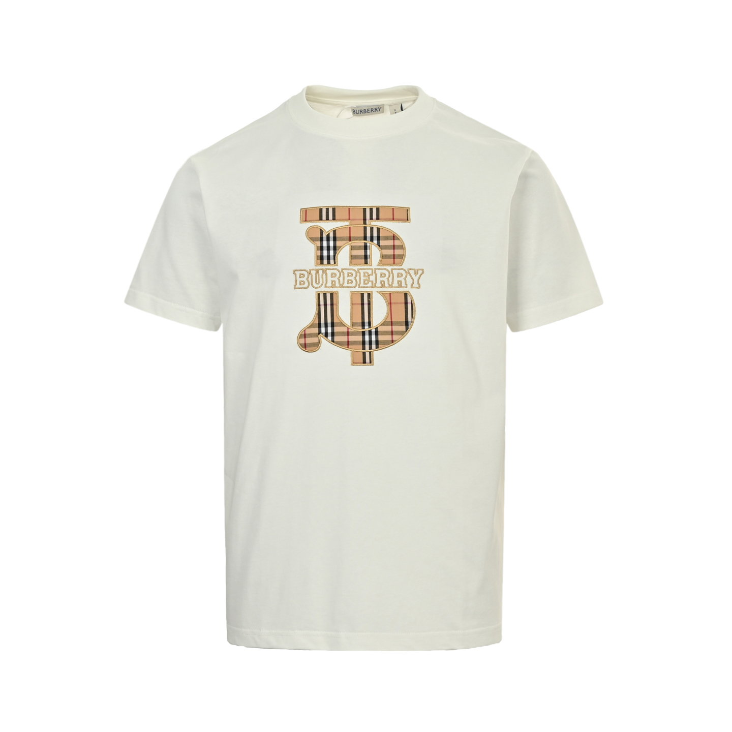 Burberry 25ss check TB patch embroidered letter short sleeve