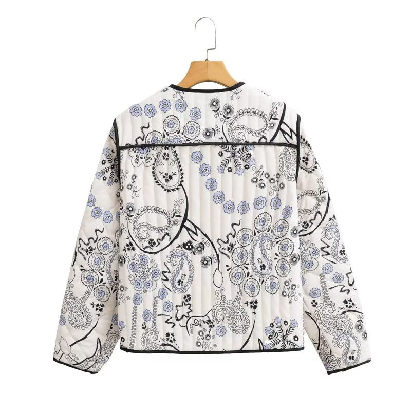 Autumn Women Clothing Printing Long Sleeve Cotton Coat Woman Cotton