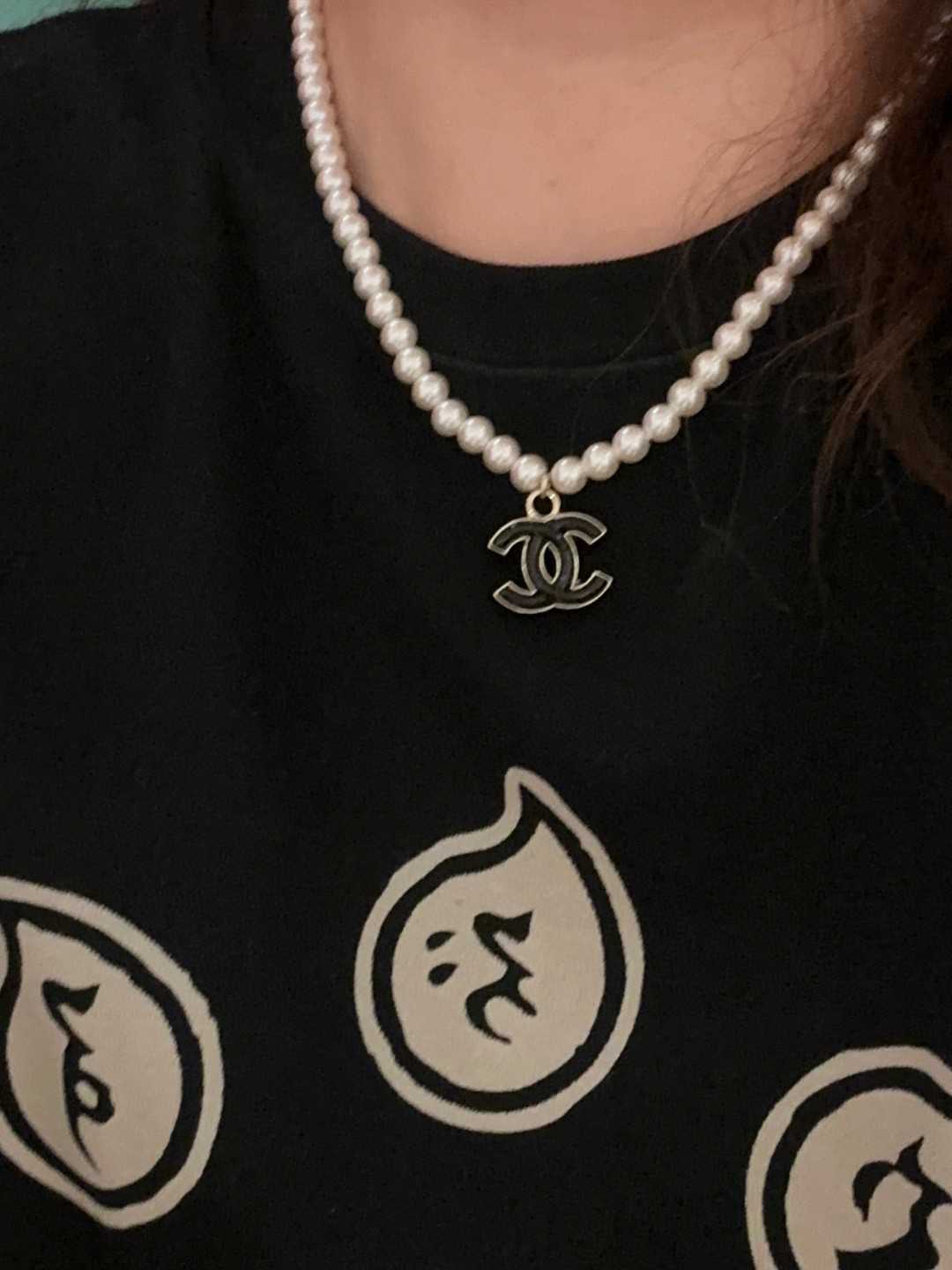 Chanel pearl double c necklace