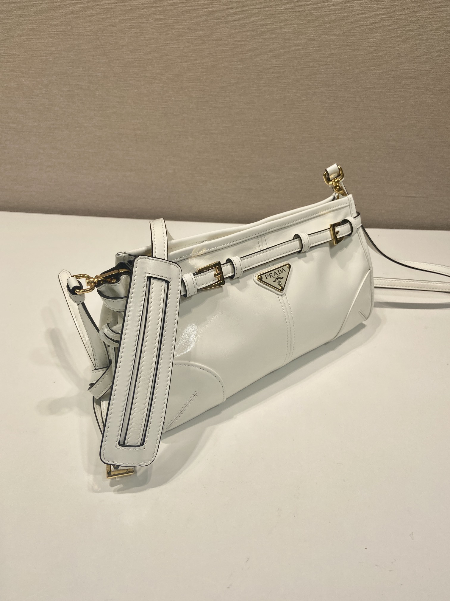 Prada LusSolf Oiled Wax Leather Shoulder Bag 1BA215