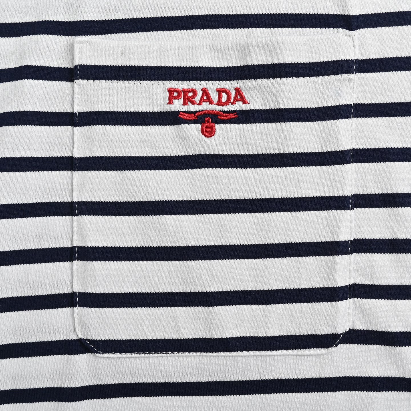 Prada 25ss pocket embroidered striped short sleeve