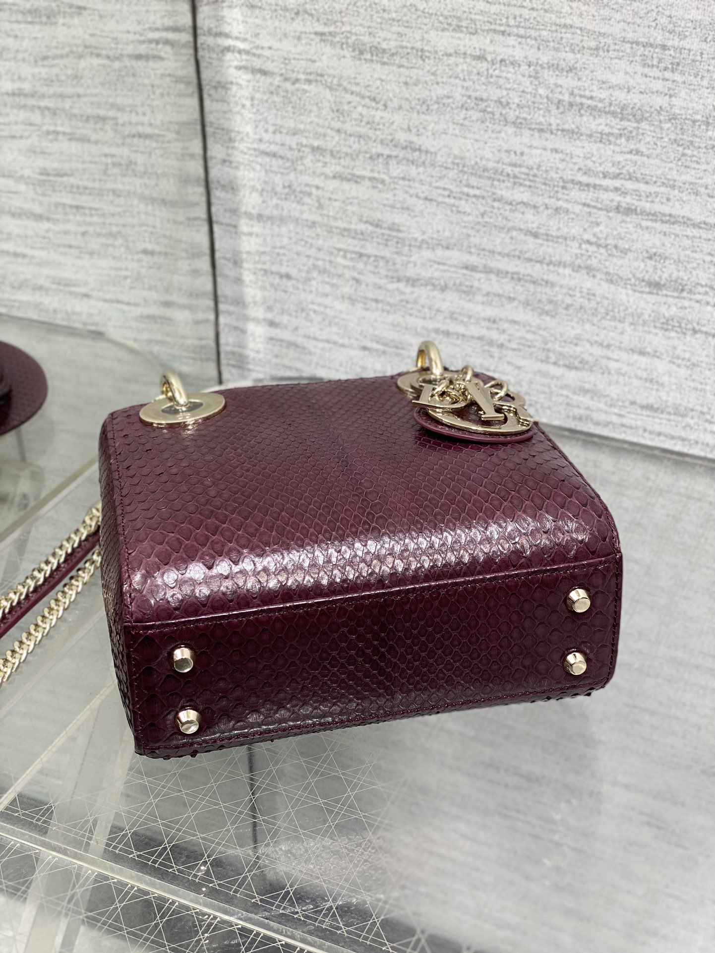 Dior Lady three-grid rare snakeskin Princess Diana bag