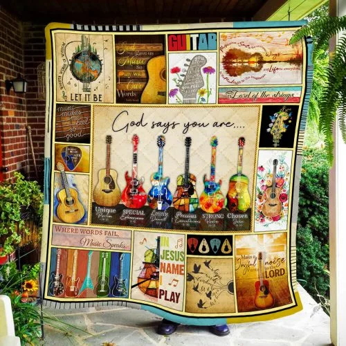 Guitar, God Says You Are Quilt Blanket