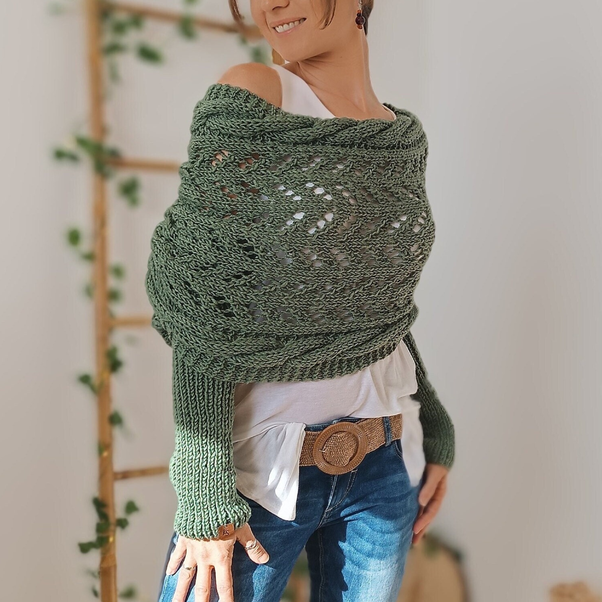 ON SALE🔥Scarf With Sleeves, Knitted Cable Wrap