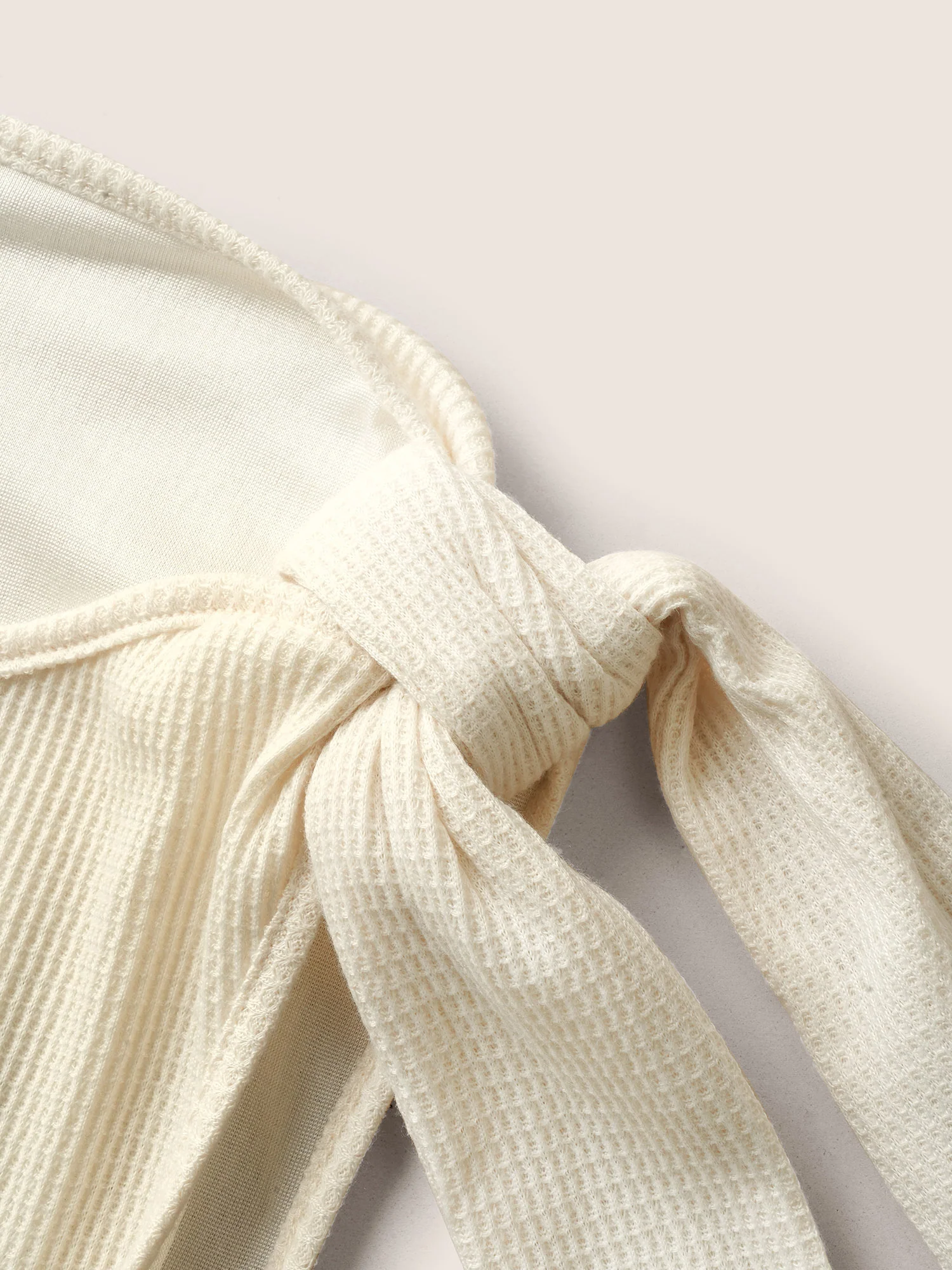 Asymmetrical Neck Waffle Knit Tie Knot Dress