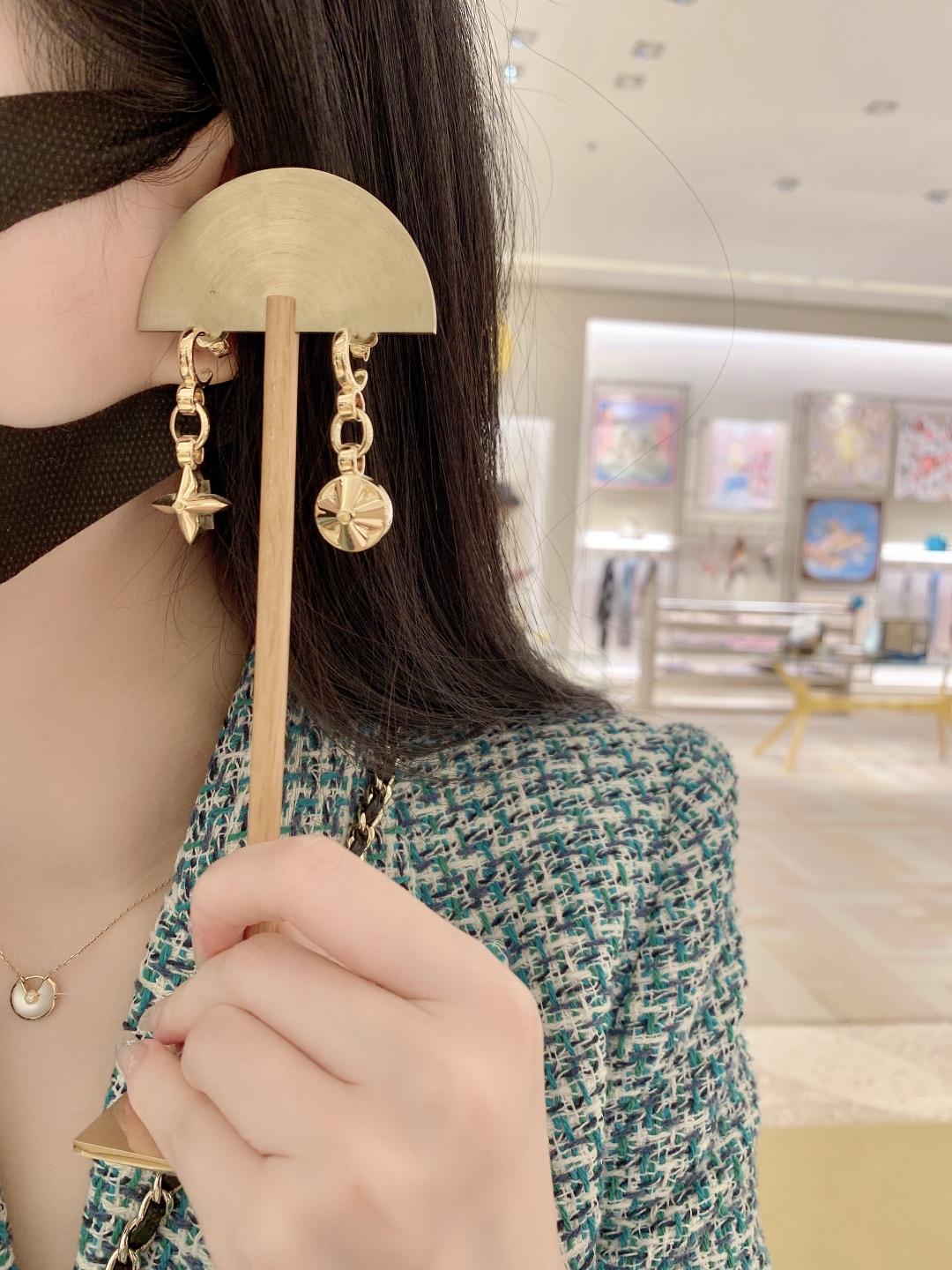 Louis Vuitton four leaf clover earrings