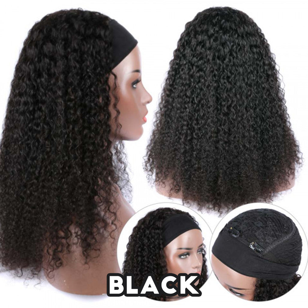 Natural Curly Handmade Hair Headband Wig | Free Random Style Headband