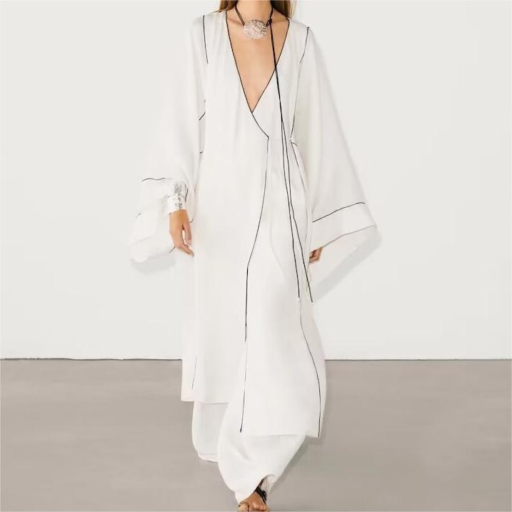 Women Simple Linen Asymmetric Long Sleeve Casual Dress