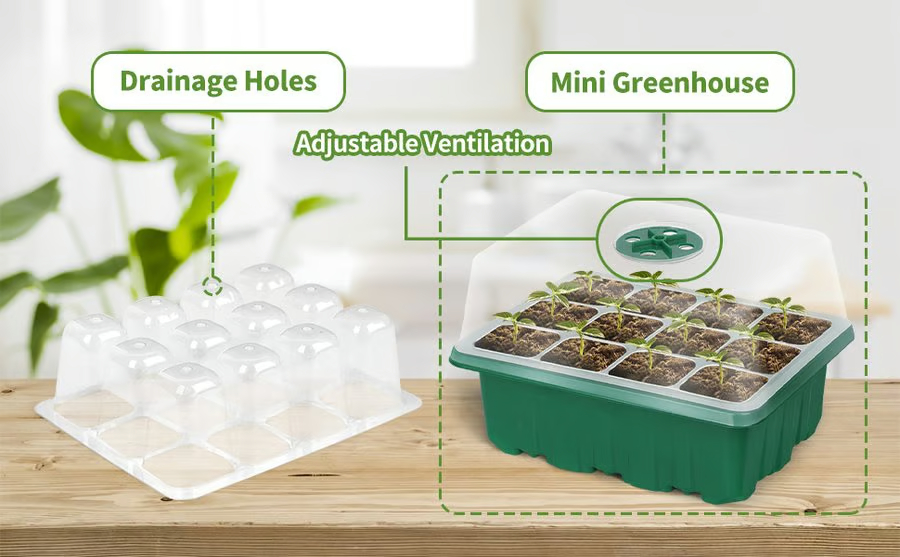 Adjustable Humidity Seed Starter Trays with Grow Light