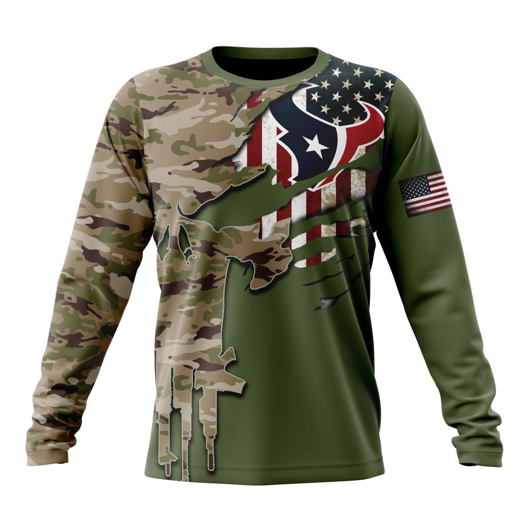 HOUSTON TEXANS 3D HOODIE VETERANS DAY