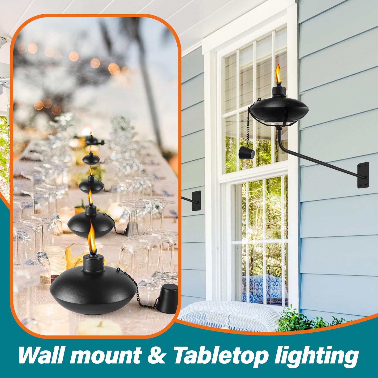 🔥Wall Mounted Citronella Metal Torches, 18 oz Garden Torches for Outside