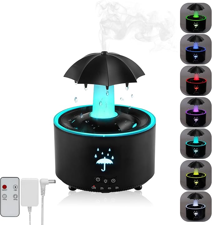 ☔☔Colorful Raindrop Rotating Aroma Diffuser and Humidifier (Raindrop Simulation)