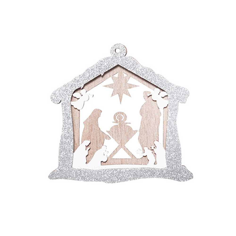 💥ON SALE💥Wooden Carved Nativity Scene - Christian Tree Ornaments🎄