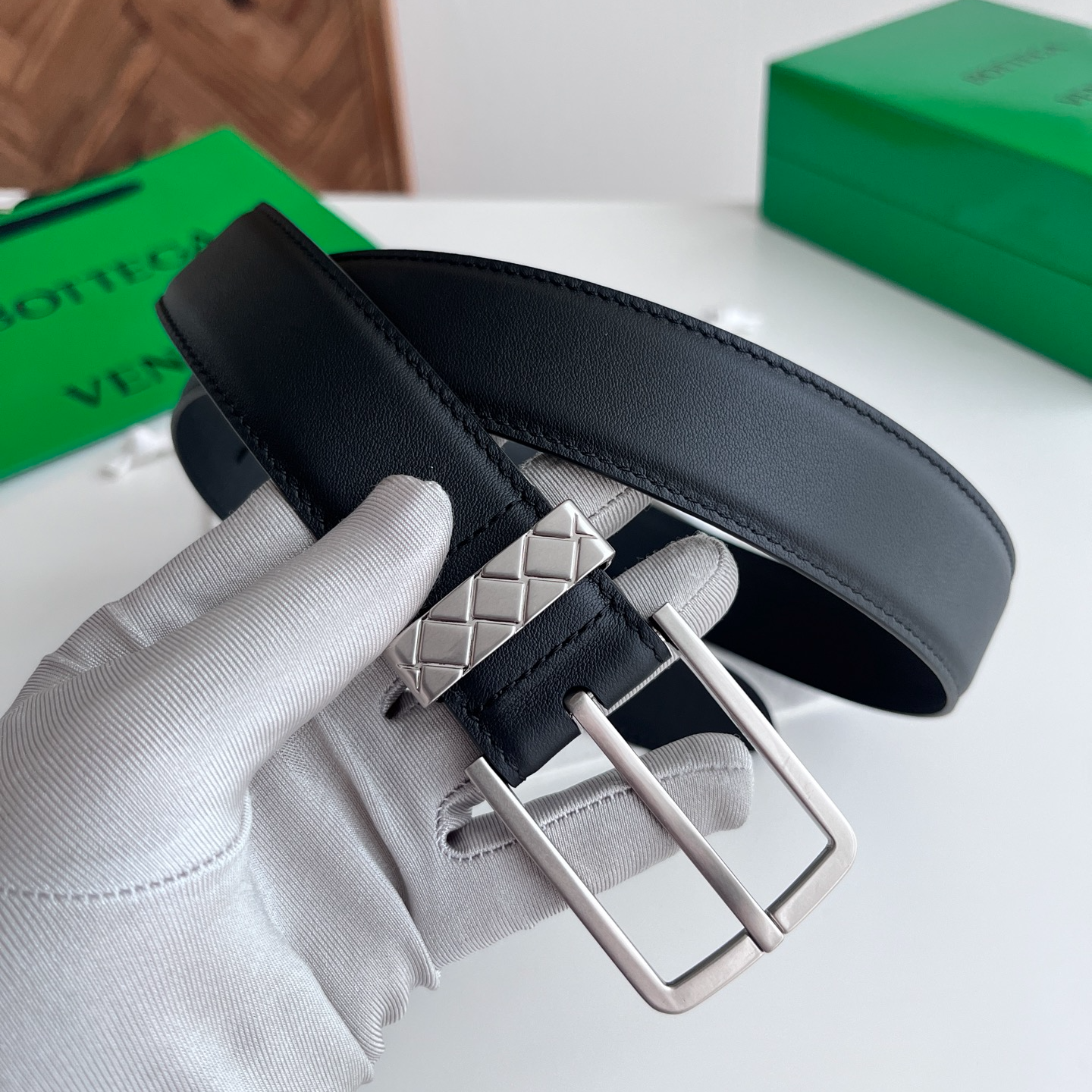 Bottega Veneta pin buckle cowhide double-sided belt 3.5cm wide