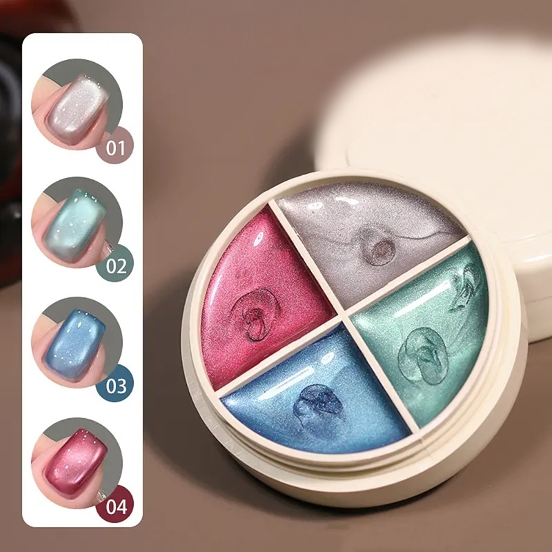 👍Last Day Promotion 60% OFF💥GLITTER CAT EYE - 4 Color Solid Nail Gel New Nail Polish Plate Uv Mousse Cream Manicure