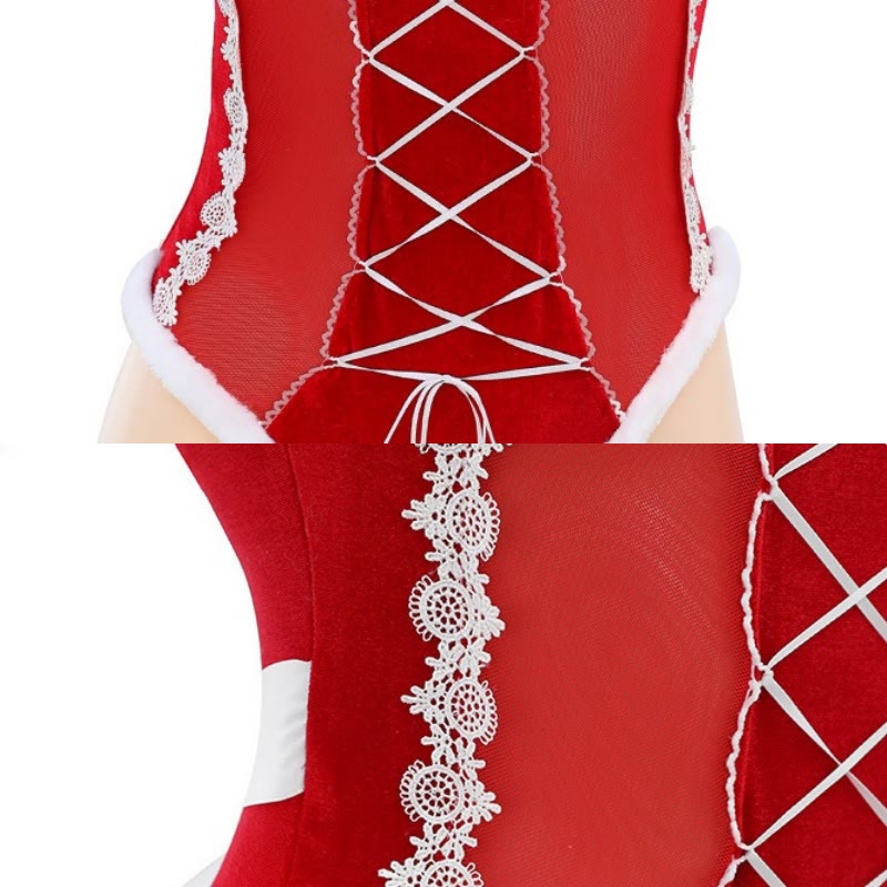 Sexy Christmas Hollow Out Jumpsuit Lingerie