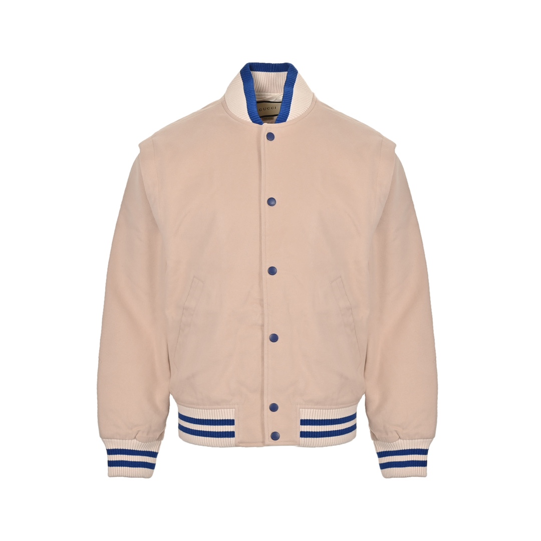 Gucci 24Fw baseball jacket with detachable sleeves and embroidered lettering