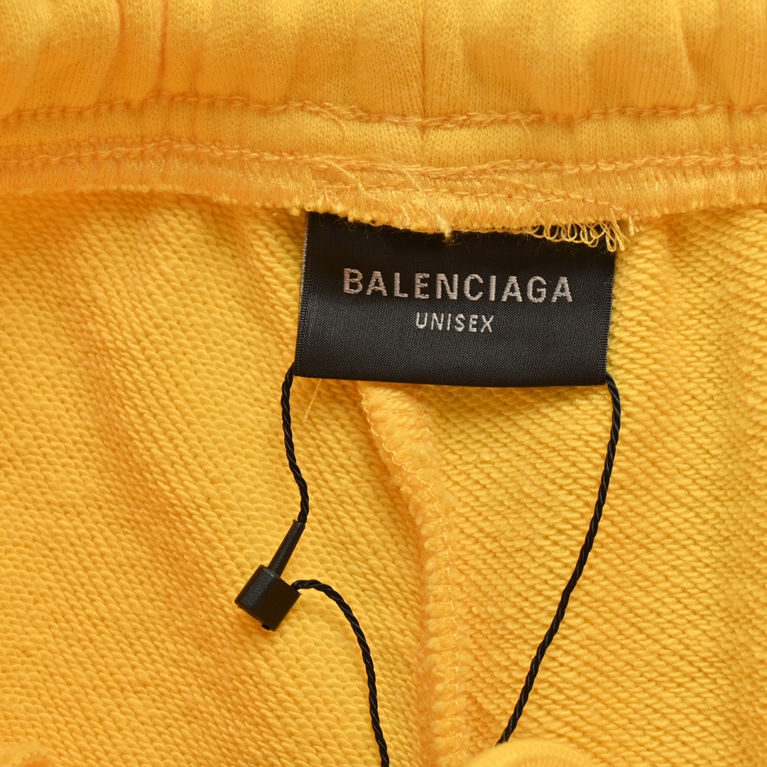 Balenciaga 24ss double ring flame washed shorts
