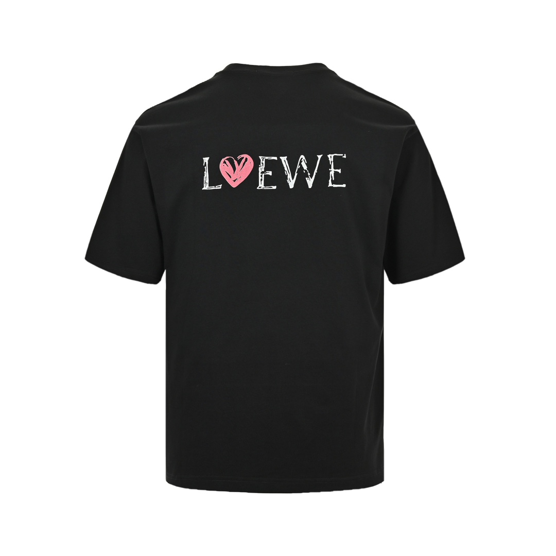 Loewe 24ss hand-painted heart logo printed short sleeves