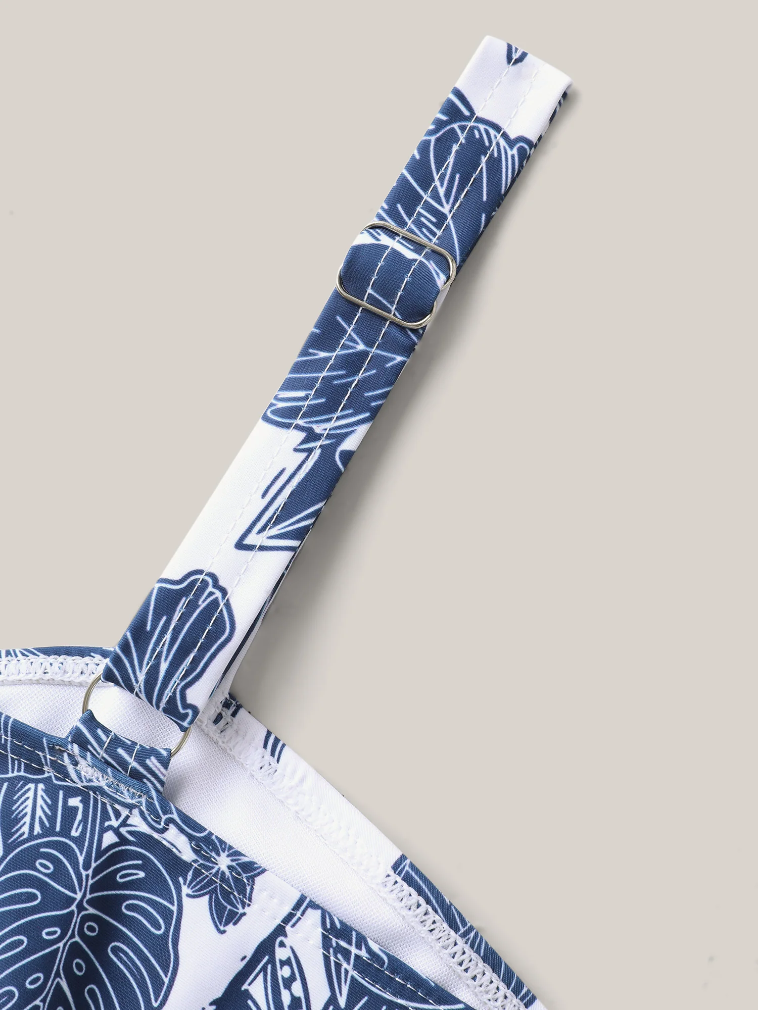 Tropical Print Twist Front Swim Dress