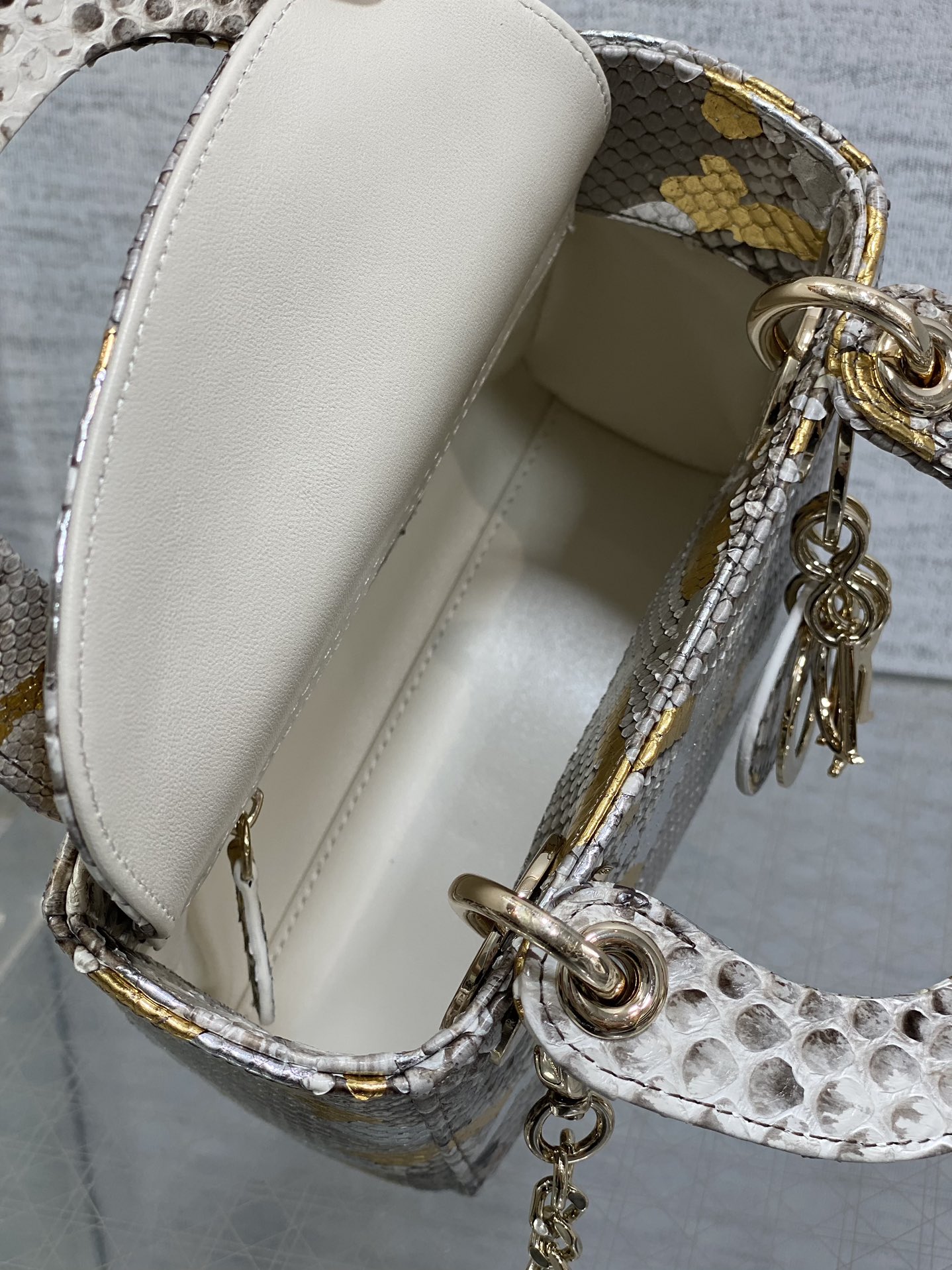 Dior Lady three-grid rare snakeskin Princess Diana bag