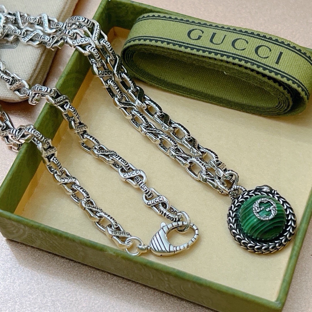 Gucci Anger Forest Series Green Planet Chain Necklace