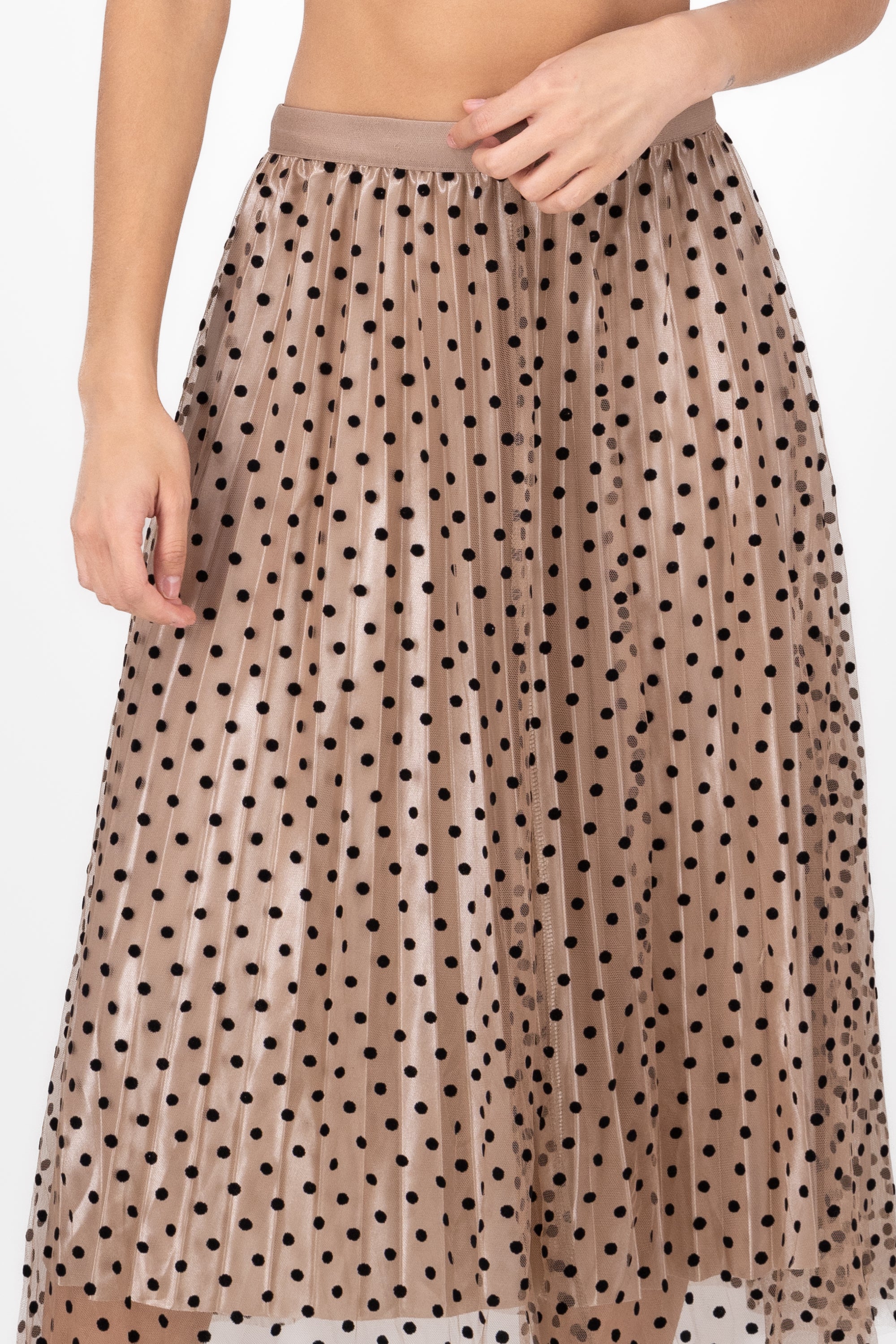 Polka DotPrint Tulle MidiSkirt