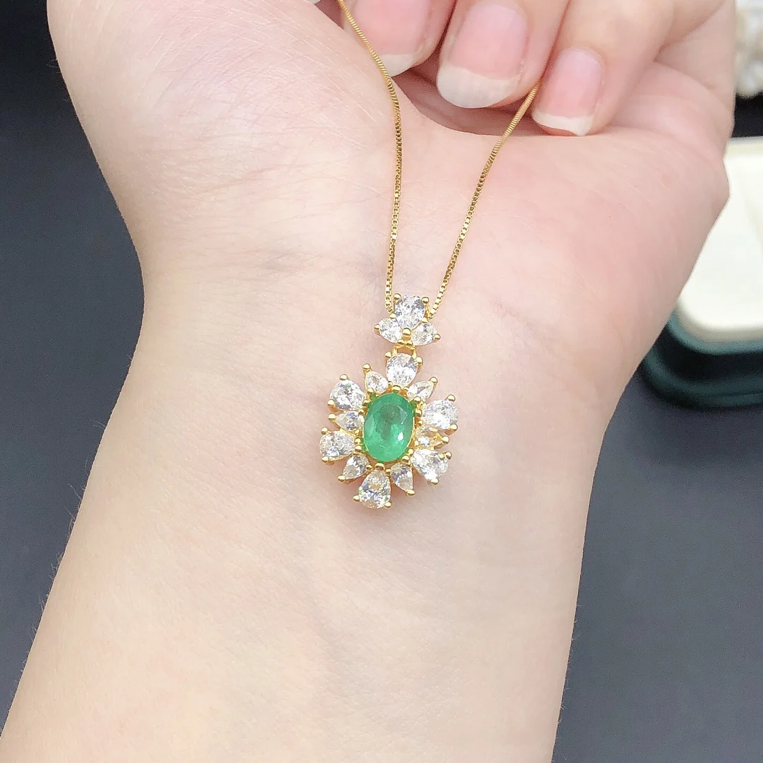 Natural Columbia Emerald Women's Necklace Christmas Pendant 925 Sterling Silver Necklace Gem Jewelry Certified Free Shipping