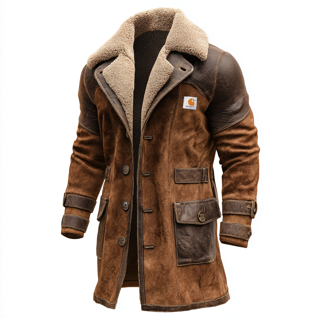 Men's Vintage Brown Suede Leather And Faux Fur Lined Jacket