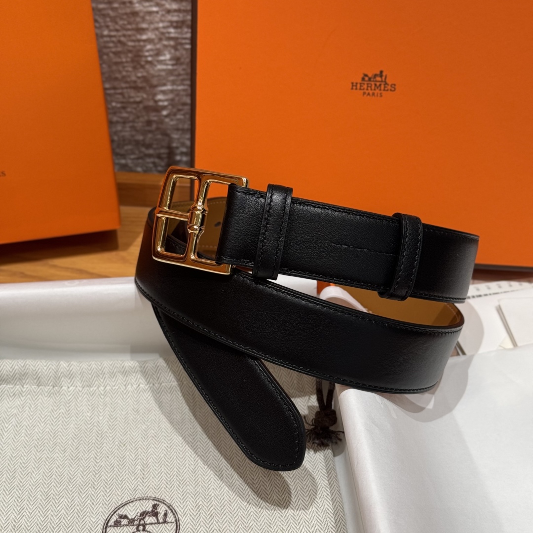 Hermès New Men's Double-Sided Pin Buckle Leather Belt 3.2cm Width