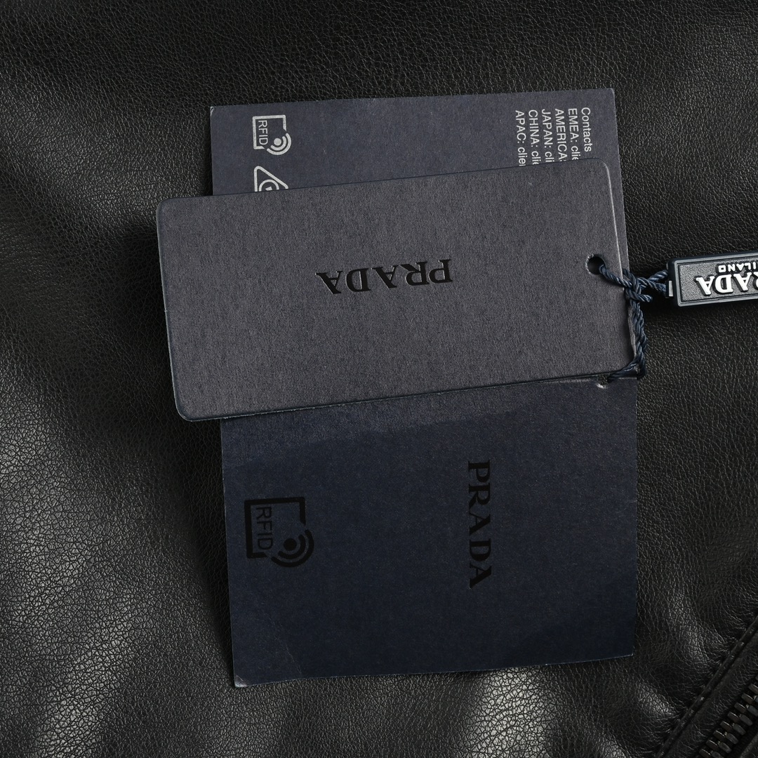 Prada 24Fw triangle logo leather jacket custom pebbled leather