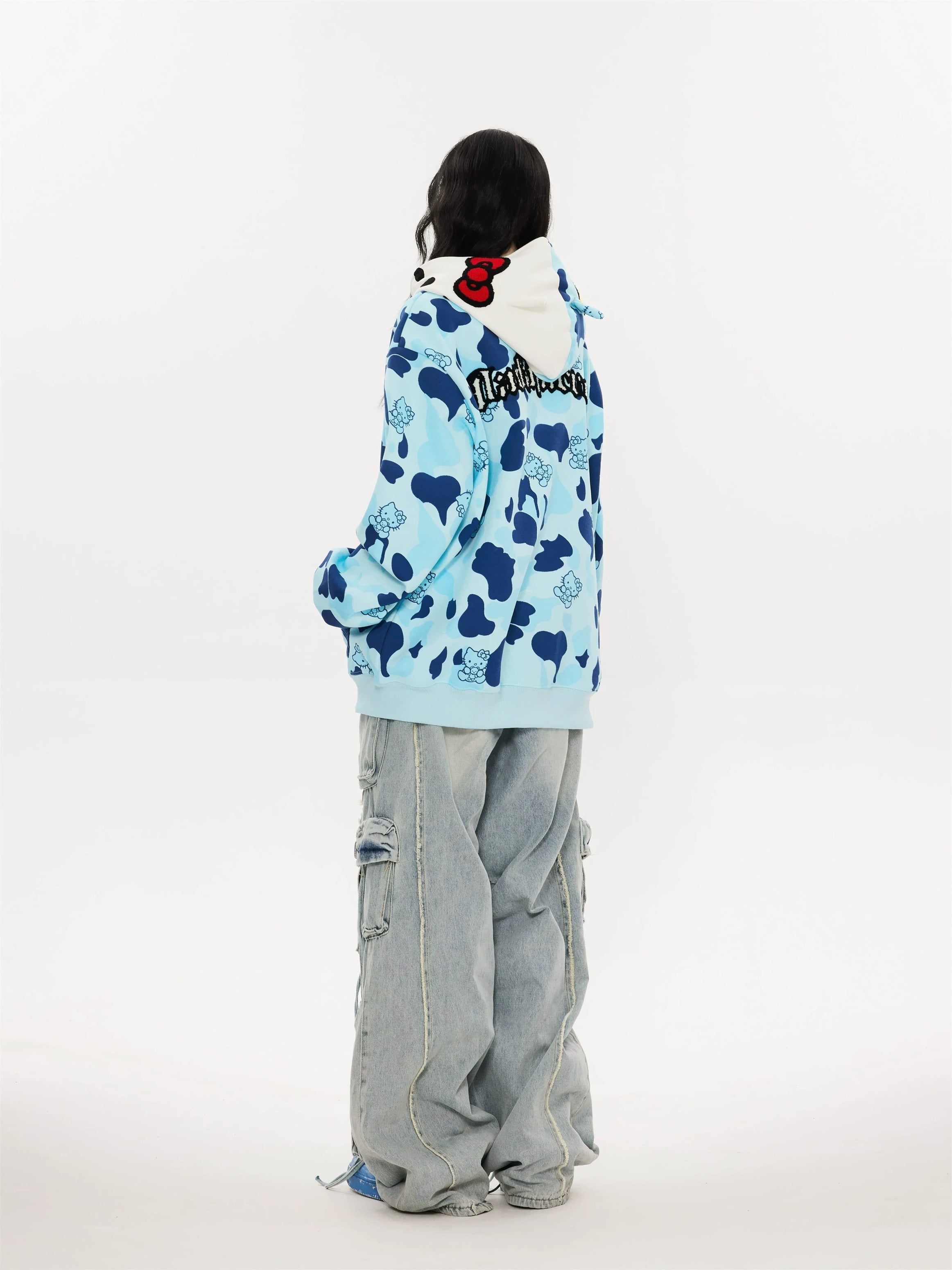 KT Camouflage Hoodies Fall Jacket Oversized Sweatshirts Casual Drawstring Zip Up Y2K Hoodie with Pocket