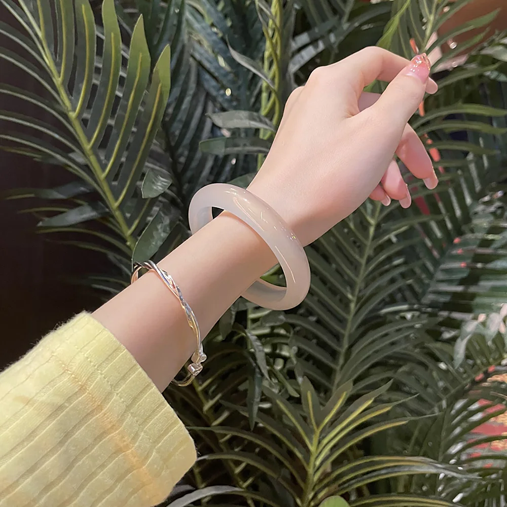 Natural White Jade Bracelet For Women Brazil Charm Jadeite 8mm Round Bangles Fine Jewelry Women's Accessories Free Shipping